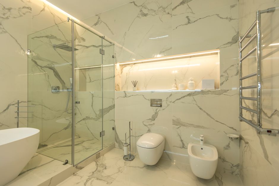 Luxury bathroom renovation with elegant fixtures